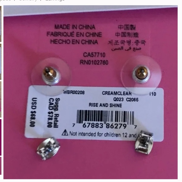 Kate Spade New York Cream/Clear Rise and Shine Earrings New With Tag - Picture 4 of 5